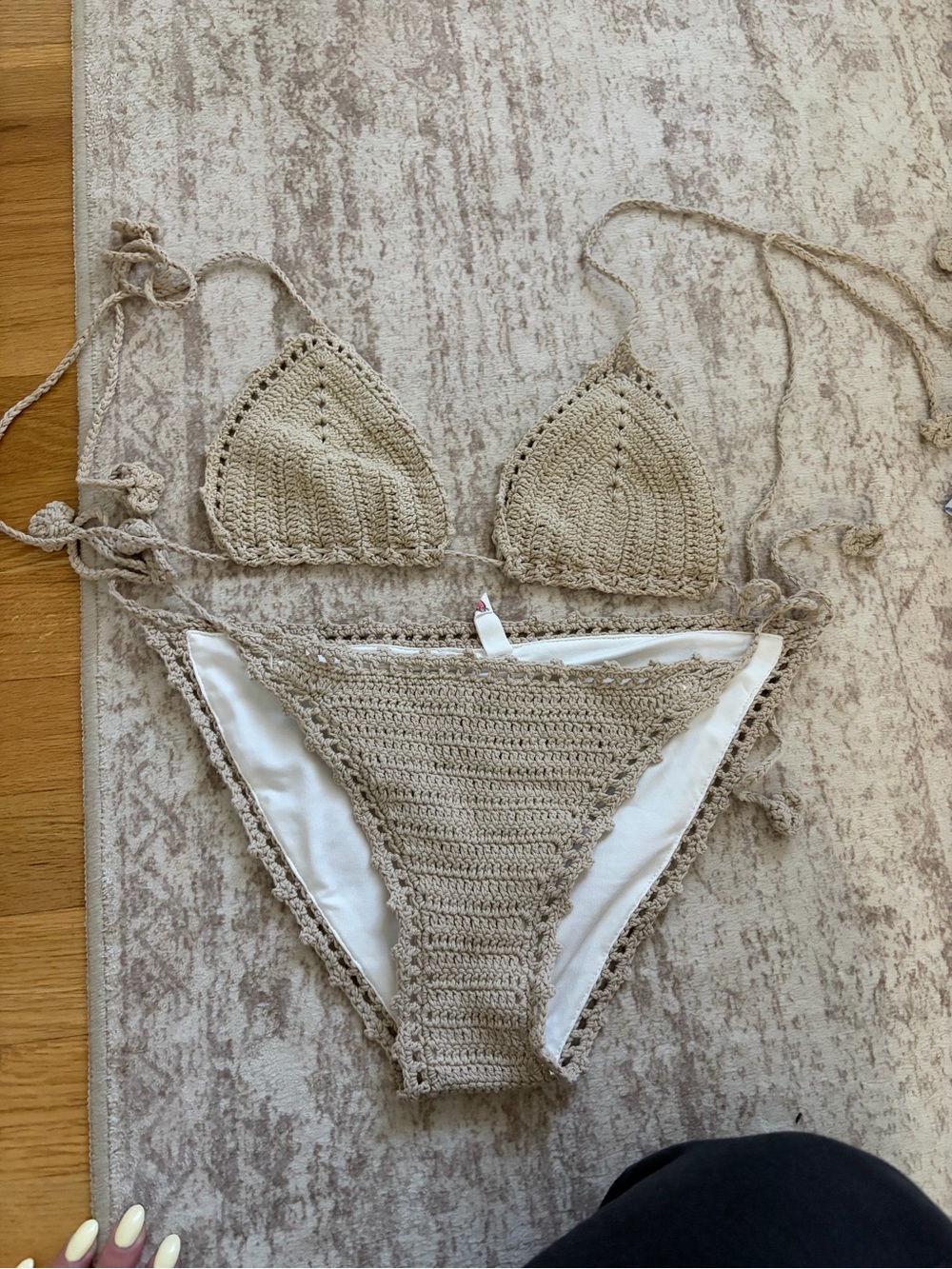 Handmade Crochet Bikini Set in Beige
